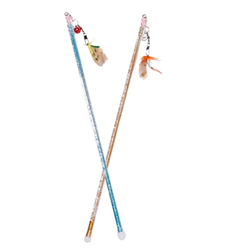 YARNOW 2stücke Zauberstab-Spielzeug Für Katzen Interaktive Katzenangel Katzenspielzeug Teaser Stick Pack Katzenspielzeug Für Hauskatzen Aktivieren Für Katzen von YARNOW