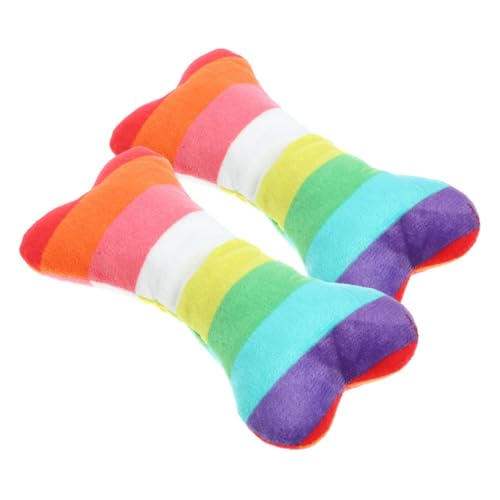 YARNOW 2stücke Plüsch Hundespielzeug Bunte Squeaky Kauknochen Für Aggressive Beißspielzeug Zahnpflege Für Große Und Kleine Hunde Fördert Spiel Und Training von YARNOW
