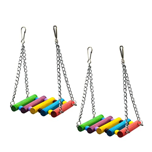 YARNOW 2stücke Hängende Baumwoll-schaukel Für Papageien Mit Bunten Perlen Und Spielzeug Für Cockatiels Wellensittiche Und Kleine Vögel Zufällige Farben von YARNOW