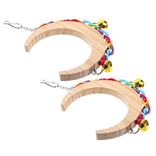 YARNOW 2stücke Holz Vogel Schaukel Spielzeug Für Papagei Sittich Käfig Mit Mondform Sitzstange Für Haustier Vogel Ausruhen Trainieren von YARNOW