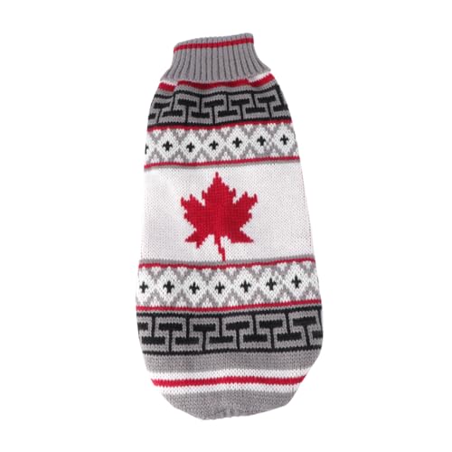 YARNOW 2 Stück Weihnachtlicher Hundepullover mit Warmem Strick Grauer Maple Leaf Design Kuscheliger Wintermantel für Kleine Hunde Festliches Hunde Kostüm für Party und Festival von YARNOW