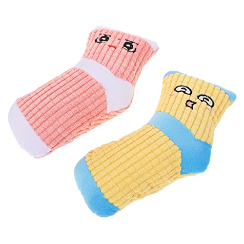 YARNOW 2stücke Interaktive Hundespielzeuge Aus Plüsch Lustige Socken Mit Quietschfunktion Kauspielzeug Für Welpen Fördert Zahnpflege Und Beschäftigung Für Kleine Und Mittelgroße von YARNOW