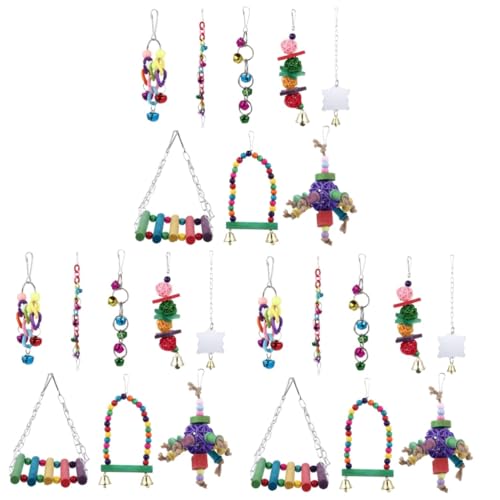 YARNOW 24 STK Papagei Spielzeug holzspielzeug Wooden Toys Vogelschaukel aus Holz Papageien hängen Sitzstangen Spielzeuge hängendes Papageienspielzeug Vogelspielzeug beissen die Schaukel von YARNOW