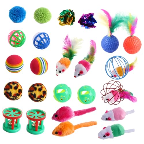 YARNOW 24stücke Pack Katzenspielzeug Plüsch Bälle Interaktives Haustier Spielzeug Für Katzen Kätzchen Zum Knabbern Und Spielen von YARNOW