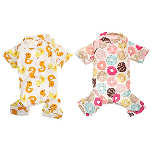 YARNOW Niedliches Welpen-Pyjama-Set 2er-Pack Weicher Baumwoll-Hunde-Overall Nachtwäsche Für Haustiere Warm Bequem Bodys Für Hunde von YARNOW