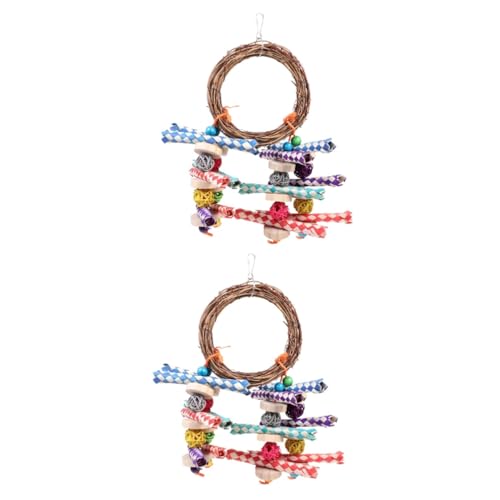 YARNOW 2St Papagei Spielzeug Vogelspielzeug Papagei Knabberspielzeug Spielzeug für Sittiche vogelkäfig zubehör vogelzubehör für käfig Vogelknabberspielzeug Kauspielzeug für Vögel hölzern von YARNOW
