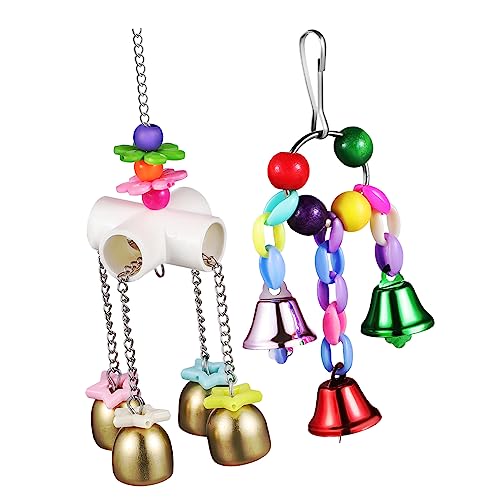 YARNOW Hochwertiges Papagei-Glocken-kauspielzeug-Set Aus Metall und Kunststoff Vogel-hängeglocken-Spielzeug für Nymphensittiche YARNOW Hochwertiges Papagei-Glocken-kauspielzeug-Set Aus Metall und Kunststoff Vogel-hängeglocken-Spielzeug für Nymphensittiche von YARNOW