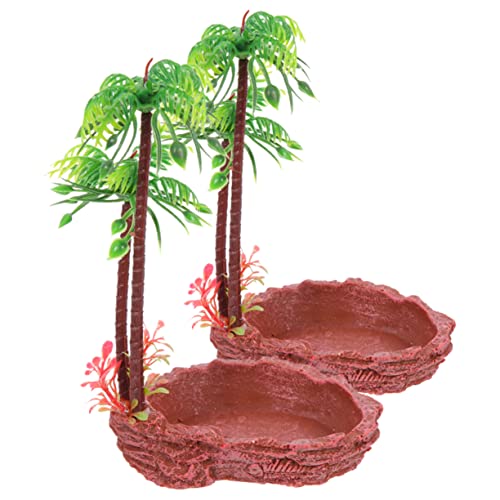 YARNOW 2stücke Reptilien Futter Und Wassernäpfe Aus Resin rutschfeste Terrarium-Schalen Für Schildkröten Eidechsen Und Andere Haustiere Praktische Wasser Und Futterschalen Für von YARNOW
