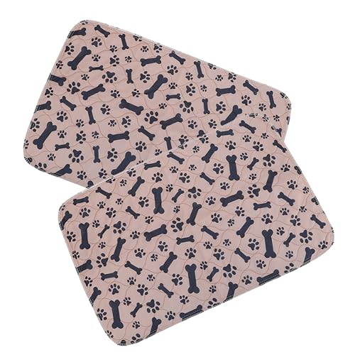 YARNOW 2stücke Waschbare Hunde-pinkeleinlagen rutschfest Und Auslaufsicher Für Welpentraining Braun Mit Schwarzem Knochenmuster Für Einfache Lagerung von YARNOW