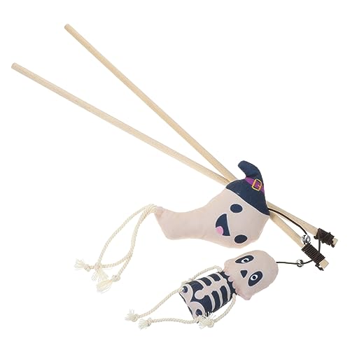 YARNOW 2St weihnachtliches Katzenspielzeug Plüsch Katzenzubehör Neon interaktives katzenspielzeug Interactive cat Toy katzenbett neckender Zauberstab Neckereien für Haustiere hölzern von YARNOW
