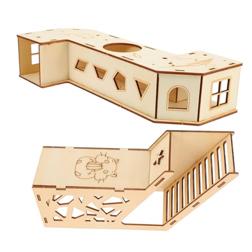 YARNOW 2Stücke Hamster Holzspielzeug Tunnel Versteck Für Kleintiere Pet Fitnesstraining Zubehör Fördert Aktivität Und Spaß Für Hamster Und Kleine Nager von YARNOW