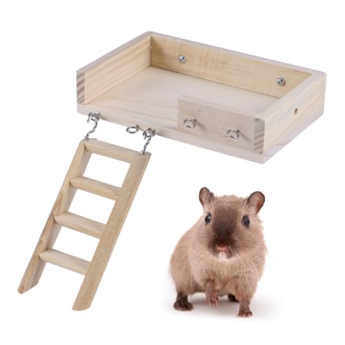 YARNOW 2stücke Holz Hamsterspielzeug Krabbelleiter Mit Plattform Für Kleine Haustiere Trainingsspielzeug Set Für Hamster Aus Holz Mit Leiter Und Plattform Zum Krabbeln Und Springen von YARNOW