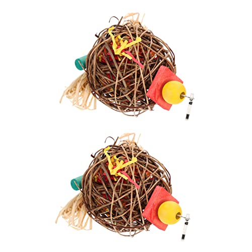 YARNOW 2stücke Hängendes Papageien-Spielzeug Rattan Kaubälle Für Vögel Nibbling Spielzeuge Beschäftigung Und Dekoration Für Papageien Und Sittiche von YARNOW