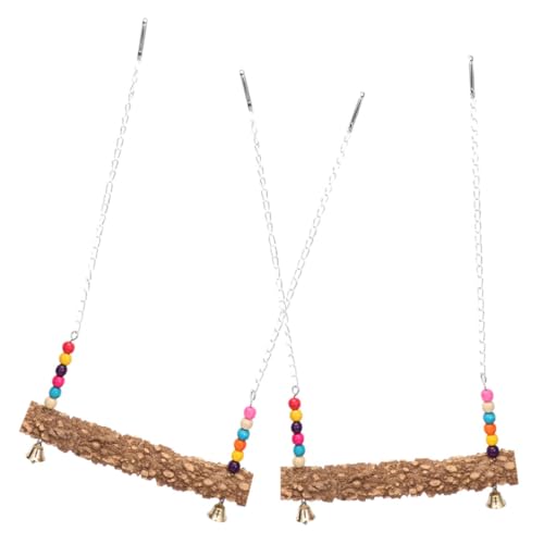YARNOW Natürliches Holz Küken Barsch Stand Hen Schaukel Spielzeug Outdoor Vogel Stand Papagei Spielset Vogelkäfig Zubehör von YARNOW
