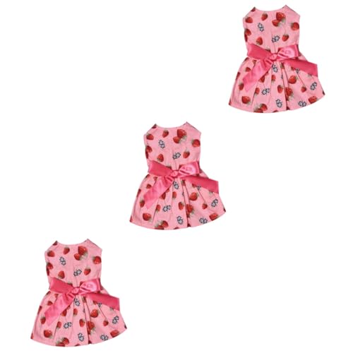 YARNOW 3 STK Erdbeerhaustierkleidung Hunde Sommerkleid Mädchen Sommerkleidung ärmelloses Nachthemd Mädchen-Tutu Rock Kleider Ärmelloses Sommerkleid für Hunde Hundekleidung Erdbeere von YARNOW