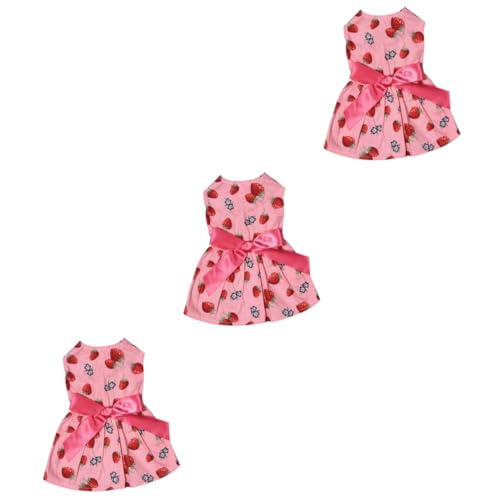 YARNOW 3-teiliges Bezauberndes Hundekleid Mit Ärmellosem Erdbeer-schleifenrock Und Stilvollem Haustier-Outfit von YARNOW
