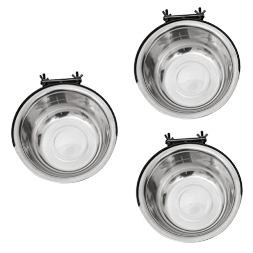 YARNOW 3-teiliges Futternapf-Set Für Haustiere 2 Größen Sl Edelstahl Käfigbecher Für Hunde Vögel Papageien Spülmaschinenfest Silber von YARNOW