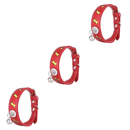 YARNOW 3 STK Hundehalsband Schleife Halskette Glockendekor Reflektierendes Haustierhalsband Halsband Mit Glockenhalsband Für Haustiere Welpe Halskette Halsband Kragen Pu Rot YARNOW 3 STK Hundehalsband Schleife Halskette Glockendekor Reflektierendes Haustierhalsband Halsband Mit Glockenhalsband Für Haustiere Welpe Halskette Halsband Kragen Pu Rot von YARNOW