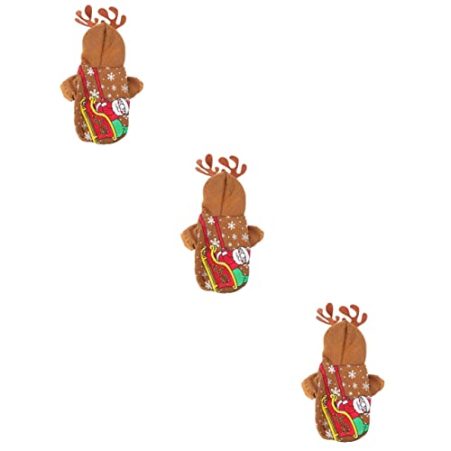 YARNOW 3 STK Hundeweihnachtskleidung Hunde-Weihnachtspullover Hundemäntel Hunde-Outfit Welpenpullover Haustier Warmer Pullover Feiertags-hundepullover Katzenweihnachtskleid Stoff Brown von YARNOW