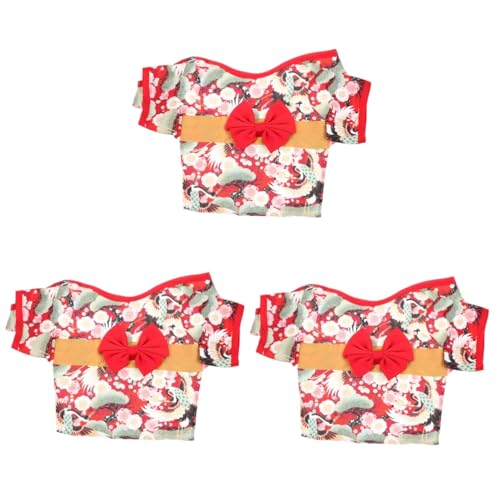 YARNOW 3 STK Kleidung für Haustiere Mädchen Kleider Welpenpullover kleines hundekleid Tier kostüm tierkostüm Hund lustige Kleidung japanischer hundekimono Corgi Hundekleidung Stoff rot von YARNOW