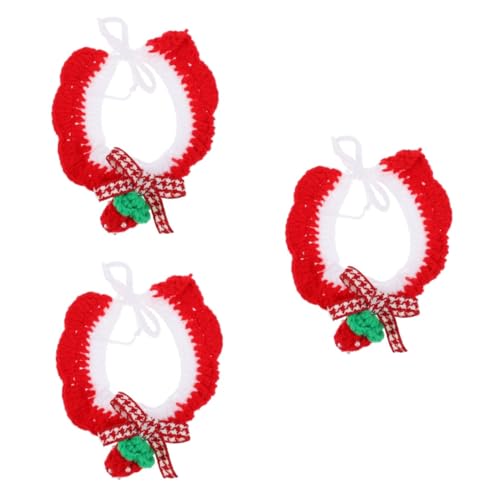 YARNOW 3 STK gestricktes Katzenhalsband Haustier-Halskette farbige welpenhalsbänder Christmas Party weihnachtsparty Weihnachtskette weihnachtsdeko Halsschmuck für Haustiere Weihnachten von YARNOW