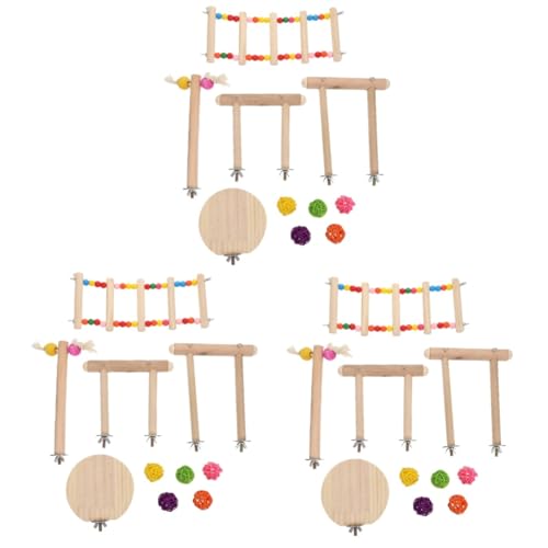 YARNOW 3 Sätze Papagei Spielzeug Vogelkäfig-Spielzeug Vögel Stehen Stange Spielzeug Für Haustiere Pädagogisches Vogelspielzeug Gehirnspielzeug Ara-käfig Der Vogel Hölzern Haustierkäfig von YARNOW