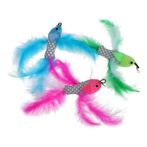 YARNOW 3stücke Katzenspielzeug Mit Fischform Interaktiver Katzenangel-ersatz Plüsch Teaser Für Kätzchen Sicheres Spielzeug Jagdinstinkten Und Spaß von YARNOW