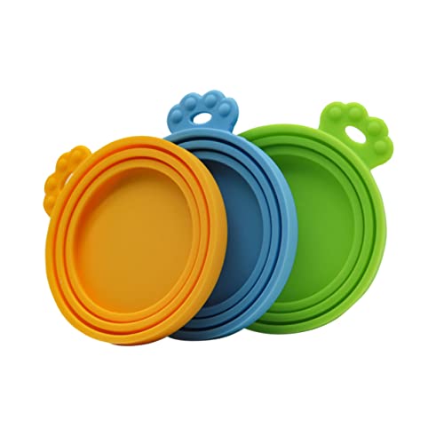 YARNOW 3stücke -Deckel Für Tiernahrung Wiederverwendbare Dosenabdeckung Für Frischhaltung Orange Blau Und Grün Für Hunde Und Katzenfutter - Luftdicht Und Geruchsneutral von YARNOW