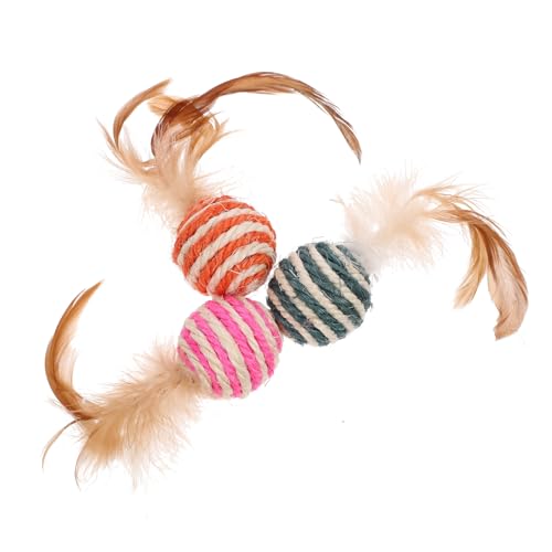 YARNOW 3stücke Federspielzeug Für Katzen Verschleißfest Mit Seilwickel Plüsch-katzenspielzeug Lernspielzeug Für Zuhause Geschäft Haustier Kätzchen Ball-Stil von YARNOW