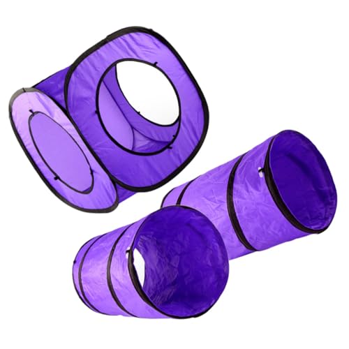 YARNOW 3 Stück Katzentunnel Interaktives Katzenspielzeug Kätzchen Röhre Kätzchen-tunnelspielzeug Katzenspielzeug Automatisch Zusammenklappbar Trainingsgeräte Für Katzen Violett Polyester von YARNOW