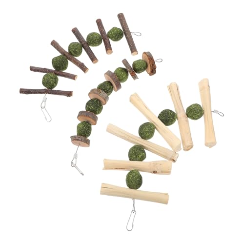 YARNOW 3 Stück Kaustock Ball Kleine Haustiere Gras Hasen Kaninchen-Snacks Hamster hamsterspielzeug Guinea Pig Zähneknirschen von Hamstern Snacks für Haustiere hölzern von YARNOW