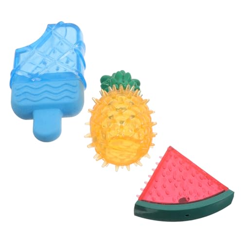 YARNOW 3 Stück Teiliges Kühlbares Hundekauspielzeug Gefrierbare Beißringe Wassermelonen und Ananasform mit Quietscher Langlebig für Welpen zum Zahnen Zahnreinigung für Kleine und von YARNOW