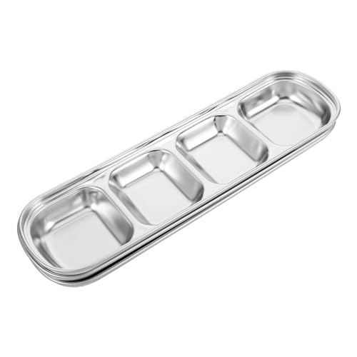 YARNOW 3-teiliges Haustiertablett: 4-Gitter-edelstahlplatte, Katzenfutterspenderfach, Haustiernapftablett, Kleiner Futterteller, Hundefutterspender, Wasserspender von YARNOW