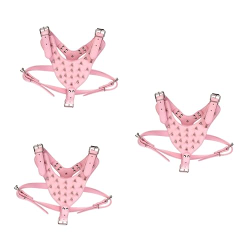 YARNOW 3St Geschirr Brustband Brustumfang Riemen Straps Tiefschutz Kabelbaum Nagel mit rundem Kopf Gurt Rosa von YARNOW
