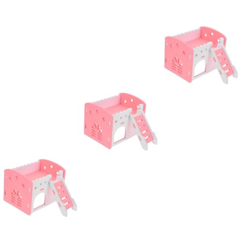 YARNOW Hamsterversteck 3St Hamsterbett Spielzeuge winzige Häuser Hamsterverstecke Rattenvorräte Hamsterhäuser Rattenversteck Goldener Bär Leiter Meerschweinchen Zubehör PVC Rosa von YARNOW