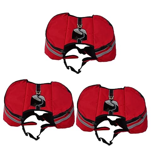 YARNOW 3-teiliger Hunderucksack Mit Fluoreszierendem Sicherheitsband Für Haustiere Wanderrucksack Oxford-rot Größe S von YARNOW