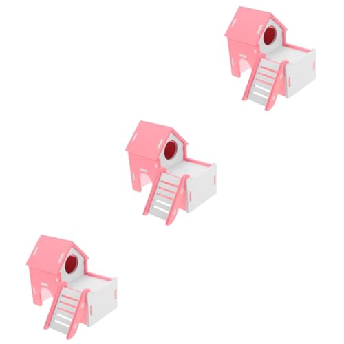 YARNOW 3St Hamsternest-Versteckhaus Hamsterkäfig Hamsterversteck Meerschweinchen verstecken Rattenhaus Kleiner Hamster Zubehör Hausratte Hamsterhaus Spielzeug PVC Rosa von YARNOW