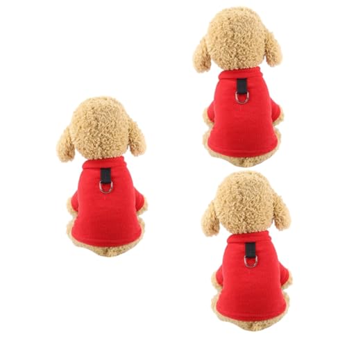 YARNOW 3st Winterkleidung Für Haustiere Haustier Wintermantel Hundekleidung Warmer Mantel Für Kleine Hunde Weihnachtlicher Hundepyjama Schlafanzug Für Männer Mäntel Rot Pullover Hündchen von YARNOW