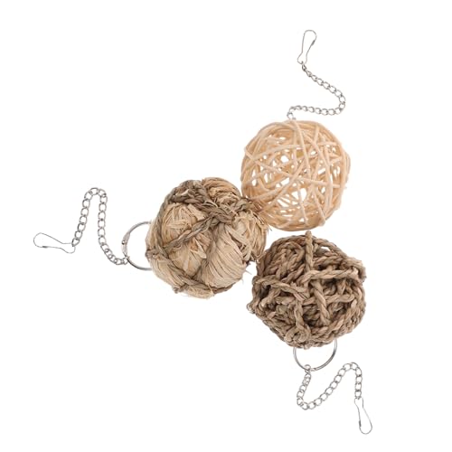 YARNOW 3stücke Spielzeug Für Sittiche Mit Rattanbällen Kauspielzeug Für Vögel Zerkleinerungsspielzeug Für Kleine Vögel Vogelkäfigzubehör Hängekauball Für Papageien von YARNOW