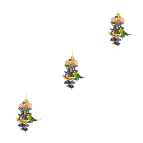 YARNOW 3st Papageienspielzeug Vögel Spielzeug Sittiche Spielzeug Papageienkäfigspielzeug Haustier Beißspielzeug Nymphensittich Spielzeug Zubehör Für Vogelkäfige Vogelspielzeug Hölzern von YARNOW