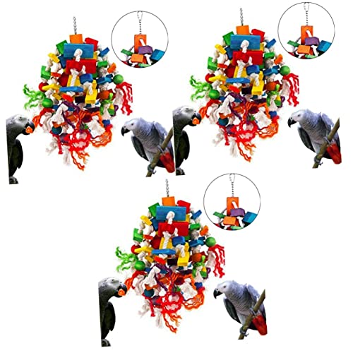 YARNOW 3st Papageienspielzeug Zum Aufhängen Vogelfutter Papageienkäfig Spielzeugvögel Spielzeug Für Haustiere Sittich Tierfutter Papageienfutter Kauspielzeug Große Schnur Hölzern Hängend von YARNOW