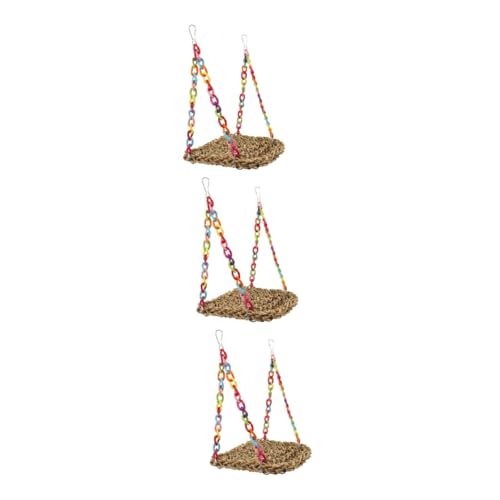 YARNOW 3st Stroh Hängematte Vogelspielzeug Kletterspielzeug Für Vögel Dekoratives Vogelhaus Spielzeug Für Sittiche Hängematte Zum Aufhängen Von Vögeln Holzdekor Acryl Weben Papageienkäfig von YARNOW
