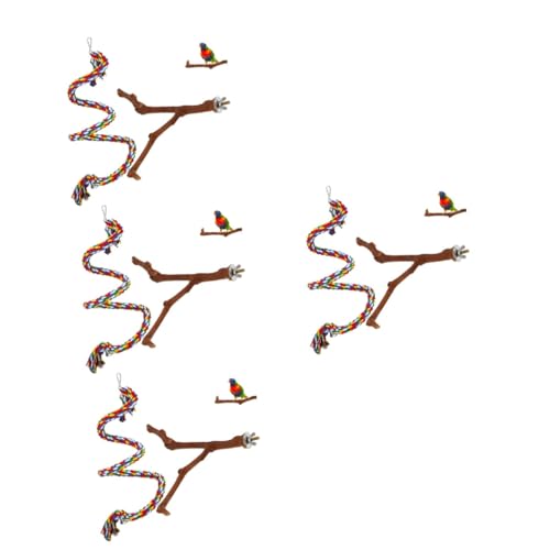 YARNOW 4 Sätze Papagei Spielzeug vogelgitter vogelstange Nymphensittiche Stehen Vogelbarsch Spielzeuge Vogelkäfig natürlicher Papageienbarsch Holzständer Traube Vögel aufstehen Zweig Seil von YARNOW