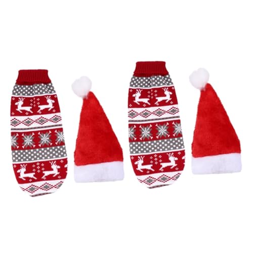 YARNOW 4 Stck. Weihnachts Hundepullover mit Kapuze Warmer Gestrickter REH Design Pullover für Kleine Hunde und Katzen Bequem Leicht für Weihnachtskostüme und Festtagsfeiern von YARNOW