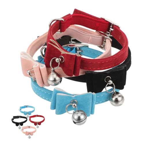 YARNOW Verstellbares Haustierhalsband Und 4-teiliges Hundehalsband-Set Mit Glöckchen Und Schleife Modisch Für Partys von YARNOW