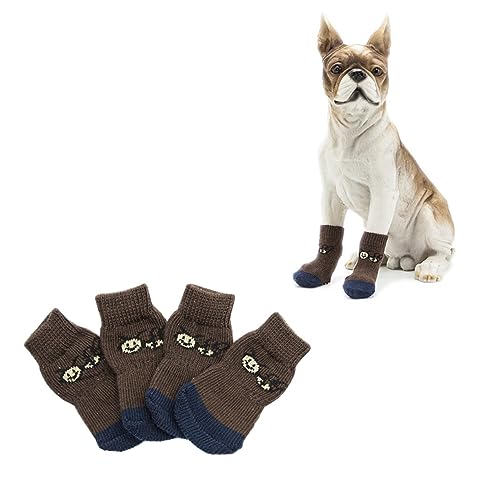 YARNOW Hundesocken Haustiersocken für Hunde Welpen Katzen 4 Paar Größe XL Cartoon-drucke Nicht für Kaltes Klima von YARNOW