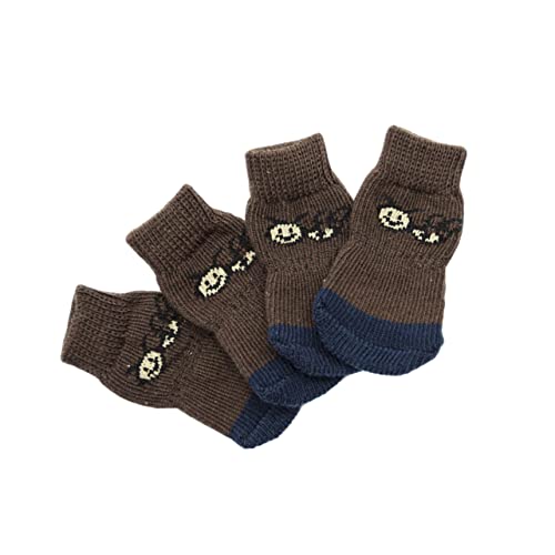 YARNOW 4 Stück Hundesocken Rutschfester Pfotenschutz Atmungsaktive Socken Für Haustiere Baumwollsocken Für Haustiere Socken Mit Haustiergriff Hundestiefel Drinnen Indoor-socken von YARNOW