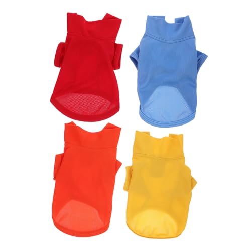 YARNOW 4stücke Hundeshirts Für Atmungsaktive T-Shirts Blau Gelb Orange Und Rot Bequeme Haustierkleidung Für Kostümpartys Und Alltag von YARNOW