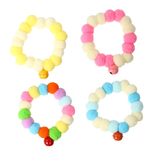 YARNOW Plüschballhalsband Für Katzen Und Hunde Elastisch 4 Stück Bunt Für Partys Und Festivals Geeignet Für Kleine Und Mittelgroße Haustiere von YARNOW