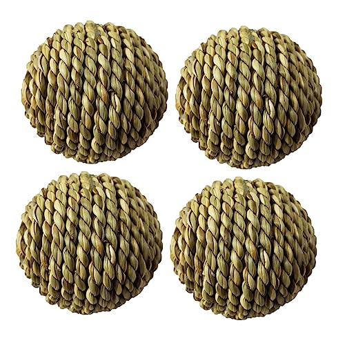 YARNOW 4 Stück Haustier Stroh Ball drinnen Rattan Spielzeughamster Stroh Heu Hamster hamsterspielzeug strohgewebtes Ballspielzeug für Haustiere Ball Green von YARNOW